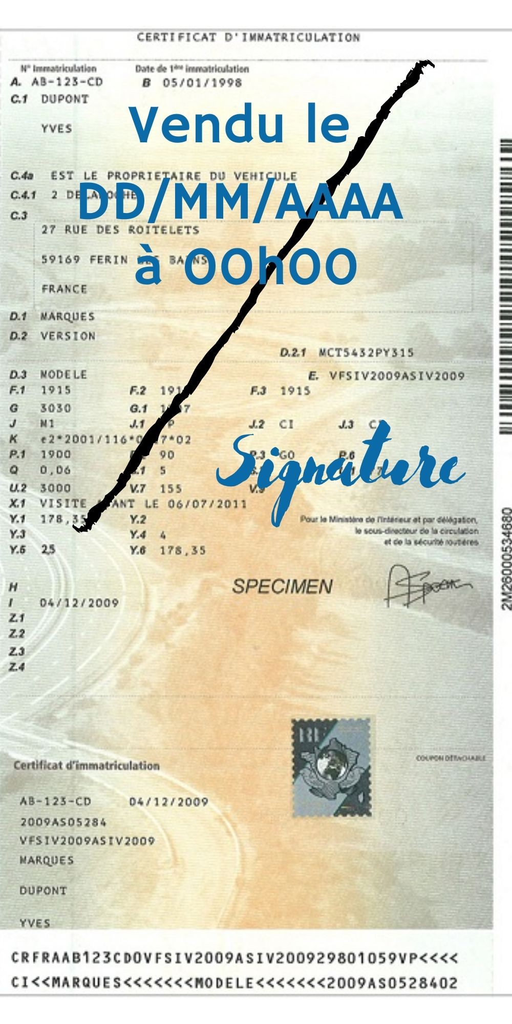 Carte grise barrée